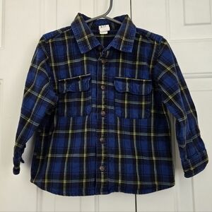 GAP Toddler Blue and Yellow Plaid Button-Down Shirt